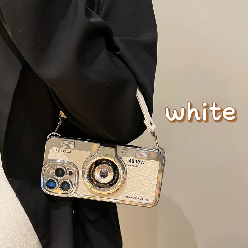 Suitable For IPhone 14 And 15 Series Stereo Retro Camera Phone Case With String