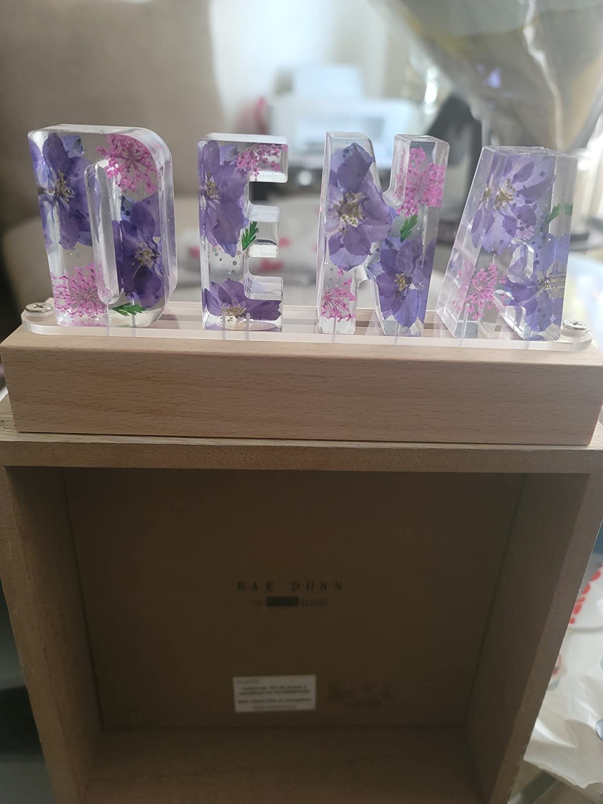 💌Spell your lover's name🌸Dried Floral Resin Letters Night Light💞