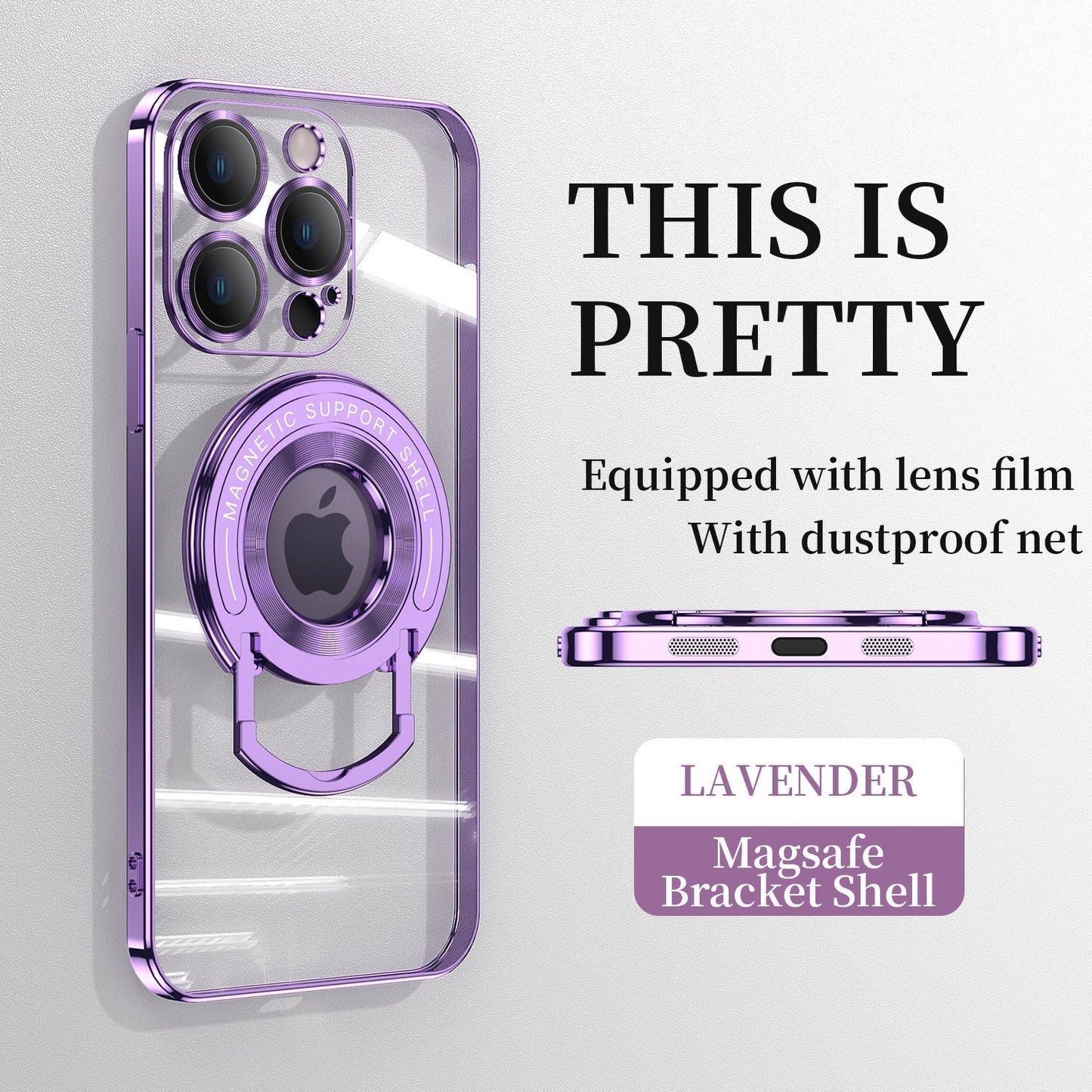 Magnetic Suction Bracket Electroplated Clear Protective Phone Case For iPhone