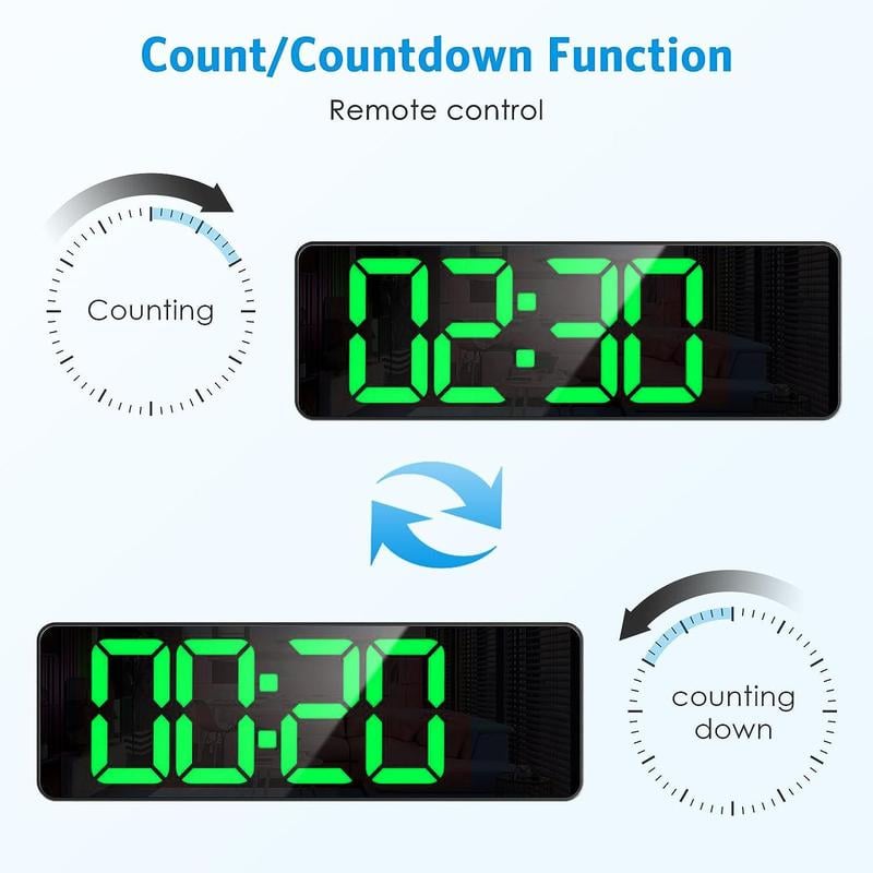 ⚡13" Large Digital Clock with Temperature, Date, Auto DST, Night Light, Auto Brightness Dimmer