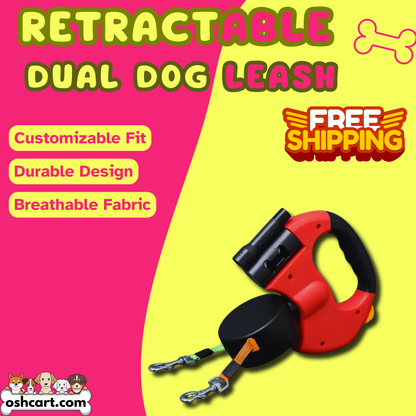 OshCart™ Retractable Dual Dog Leash