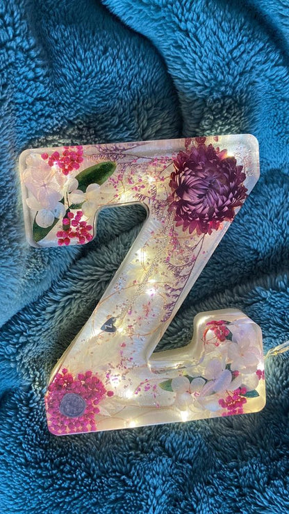 💌Spell your lover's name🌸Dried Floral Resin Letters Night Light💞