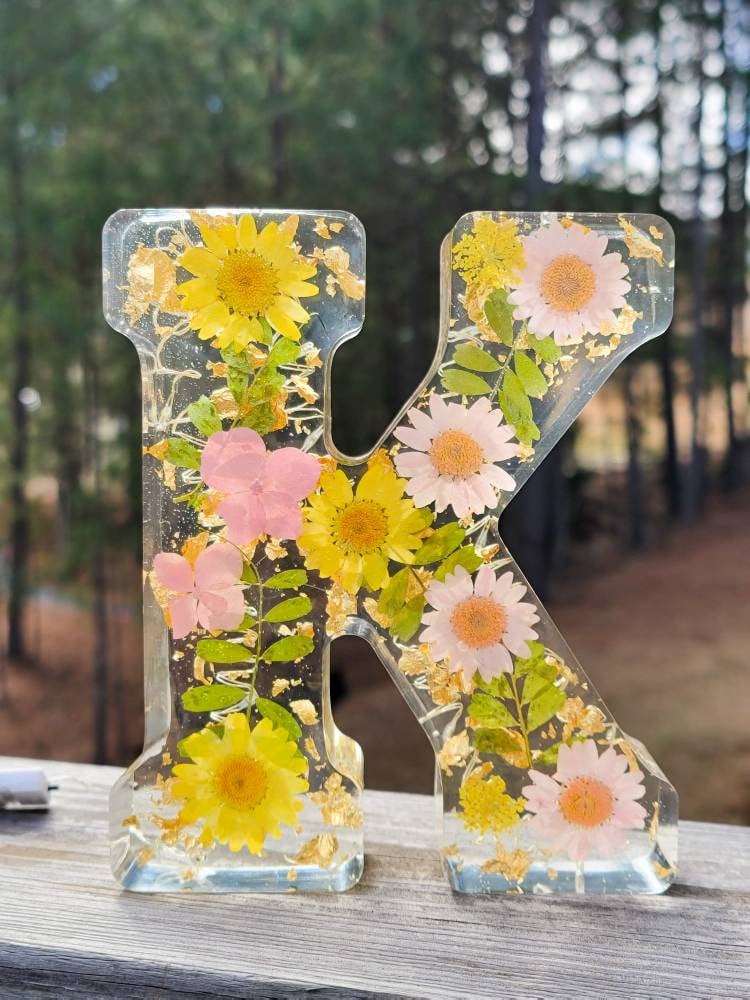 💌Spell your lover's name🌸Dried Floral Resin Letters Night Light💞