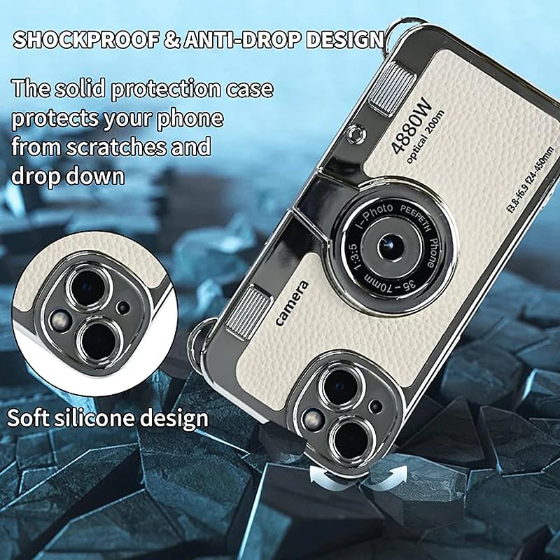 Suitable For IPhone 14 And 15 Series Stereo Retro Camera Phone Case With String