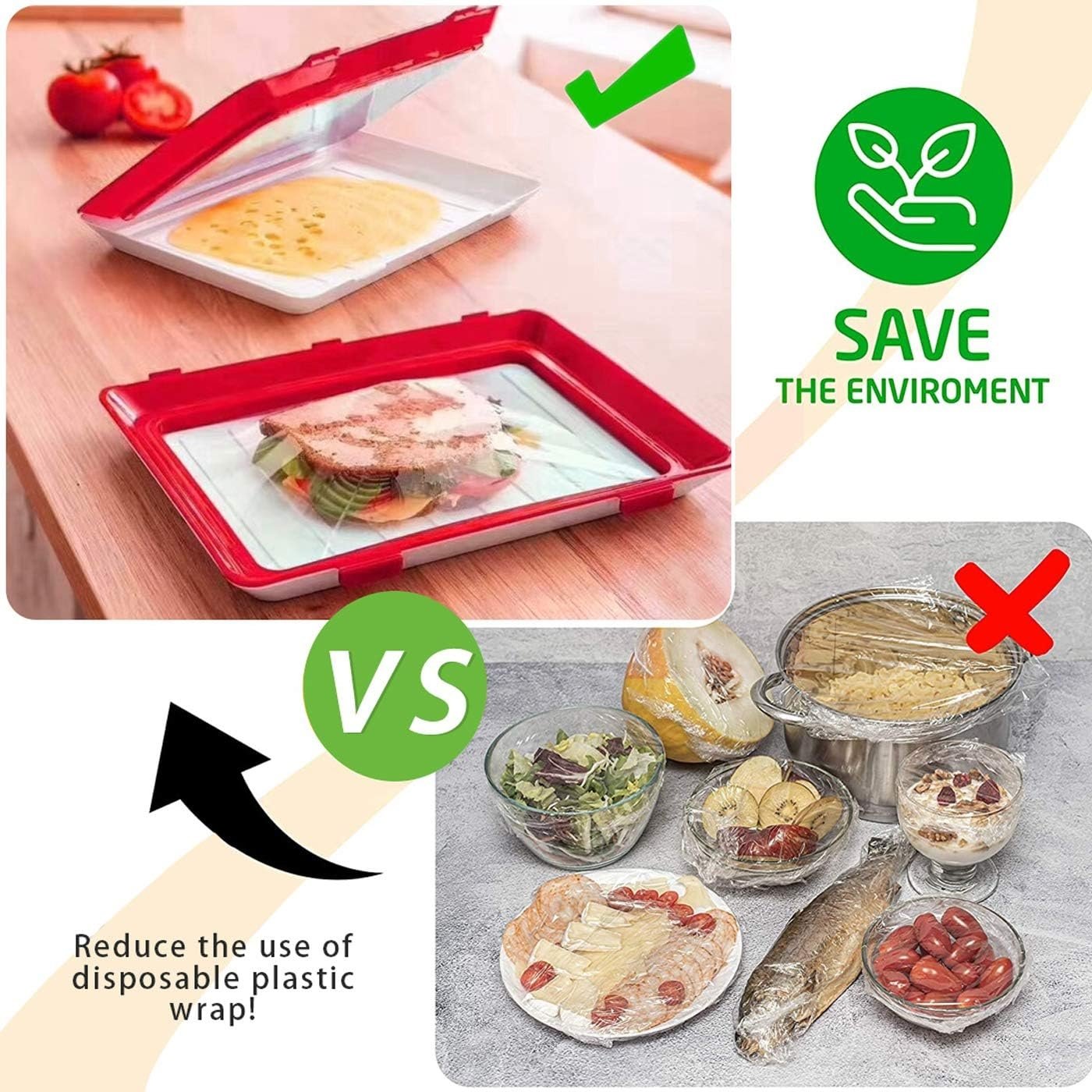 🔥 Environmentally friendly design - Reusable Food Preserving Tray🥰