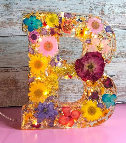 💌Spell your lover's name🌸Dried Floral Resin Letters Night Light💞